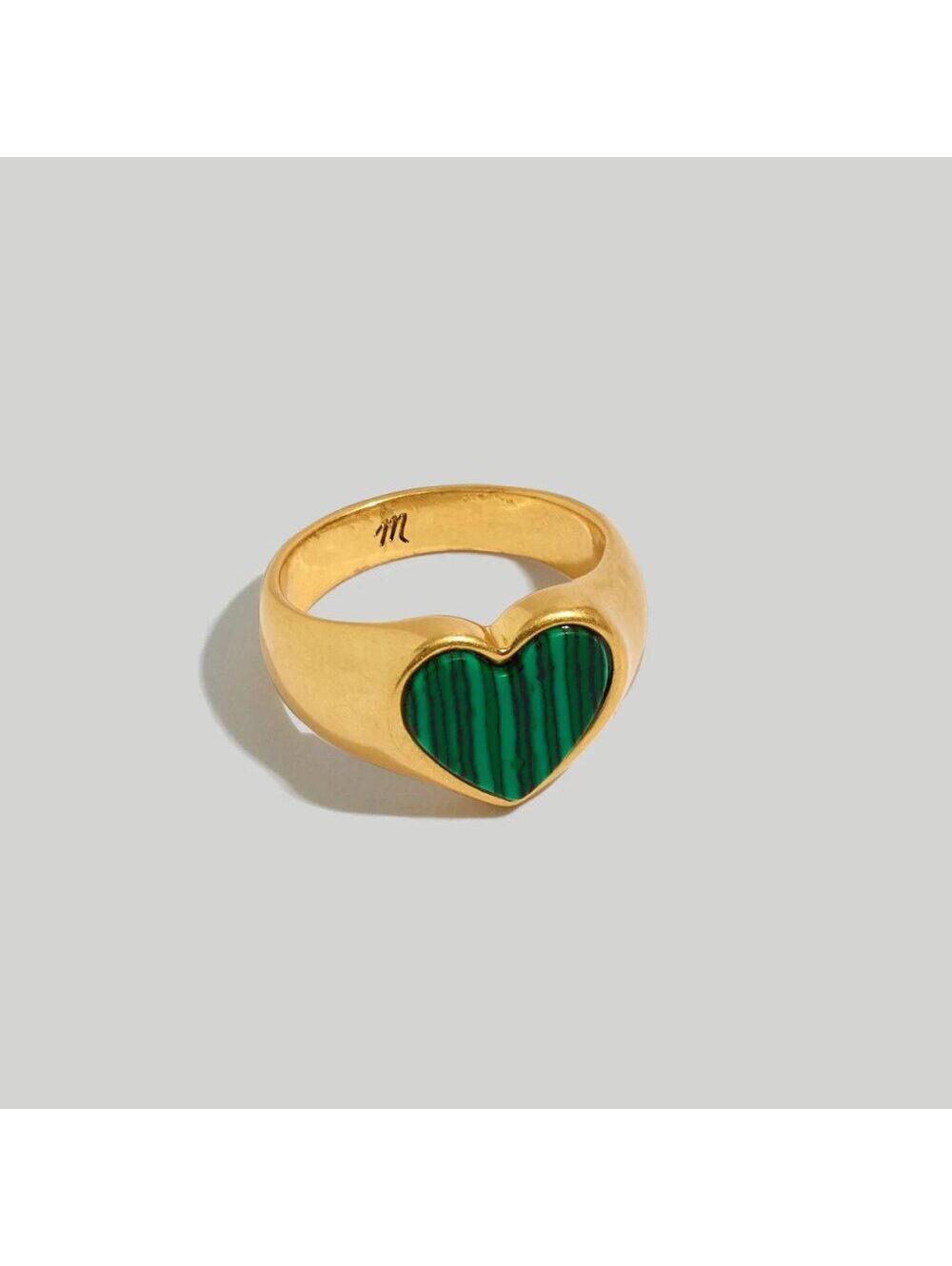 Madewell Malachite Heart Signet Ring